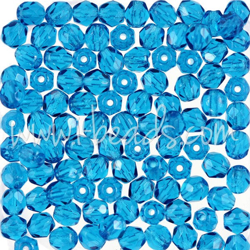 Kjøp Bohemske fasetterte perler capri blå 4 mm (100)