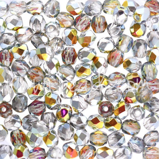 Kjøp Bohemske fasetterte perler sølvkrystall ab 4mm (100)