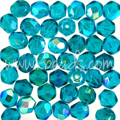 Kjøp Bohemske fasetterte perler blågrønn ca 6 mm (50)