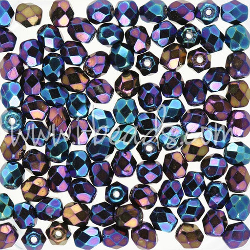 Kjøp Bohemske fasetterte perler irisblå 4 mm (100)