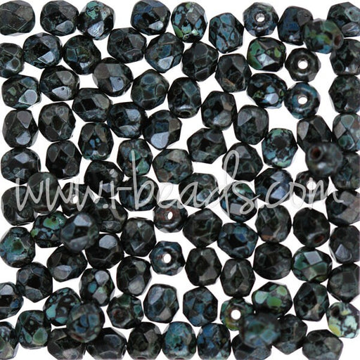 Kjøp Jet picasso bohemske fasetterte perler 4 mm (100)