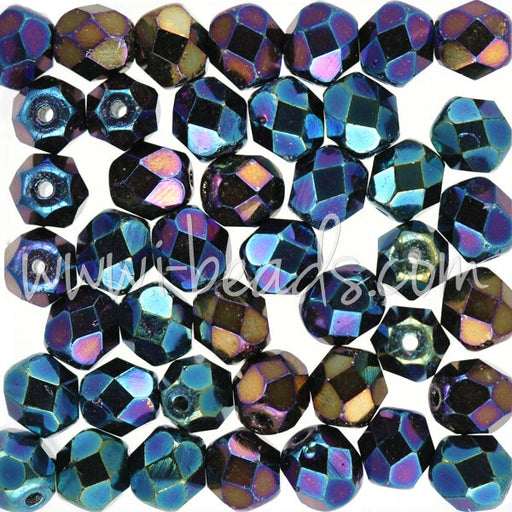 Kjøp Bohemske fasetterte perler irisblå 6mm (50)