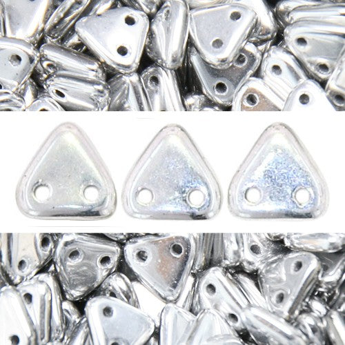 Kjøp CzechMates 2-hulls perler trekant sølv 6mm (10g)