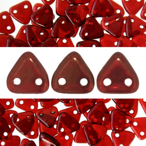Kjøp CzechMates 2-hulls perler trekant sølvblank rubin 6mm (10g)