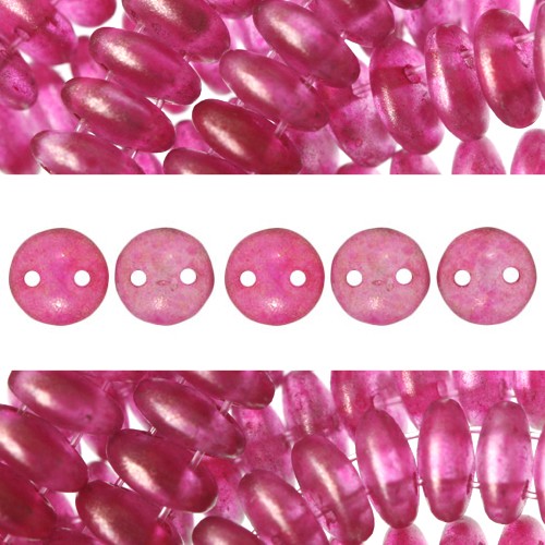 Kjøp CzechMates 2-hulls perler linsehalo madder rosa 6mm (50)