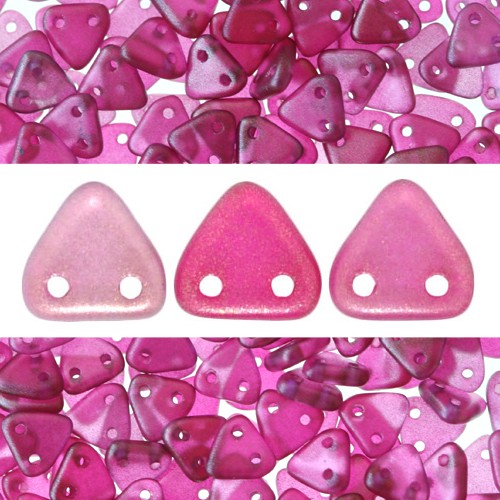 Kjøp CzechMates 2-hulls perler triangel halo madder rosa 6mm (10g)