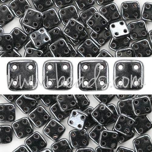 Kjøp CzechMates QuadraTile 6 mm hematitt 4-hulls perler (10g)
