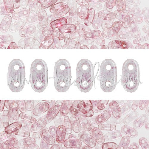 Kjøp 2-hulls perler CzechMates Bar 2x6mm Luster Transparent Topaz Rosa (10g)