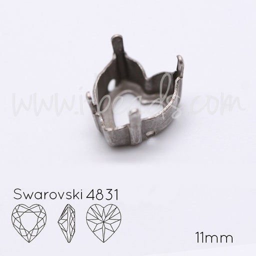 Kjøp Påsydd innstilling for hjertekrystall 4831 11mm gammelt sølv (2)