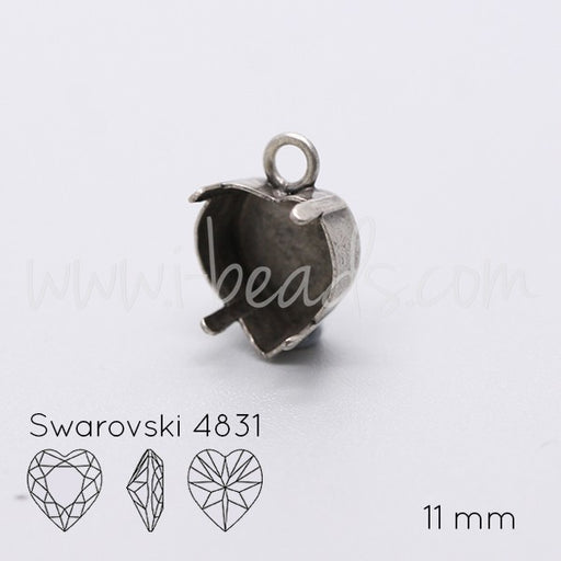 Kjøp Anheng innstilling for krystall 4831 hjerte 11mm gammelt sølv (1)