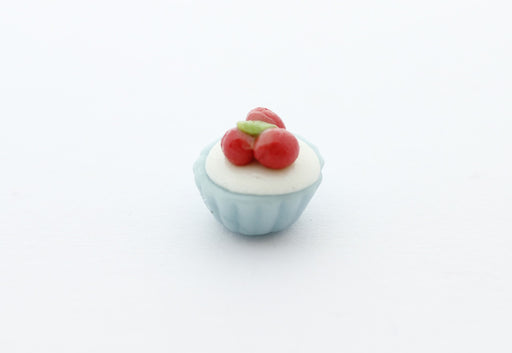 Kjøp miniatyr fimo cupcake 1 cm blå - gourmet kreasjon polymer leire