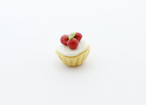 Kjøp miniatyr fimo cupcake 1cm gul - gourmet kreasjon polymer leire