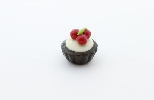 Kjøp miniatyr fimo cupcake 1 cm svart - gourmet kreasjon polymer leire