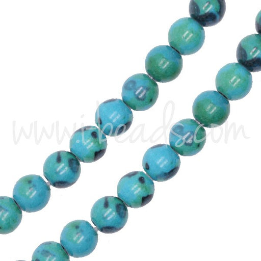 Kjøp Runde Azurite Chrysocolla perler 6 mm på ledning (1)