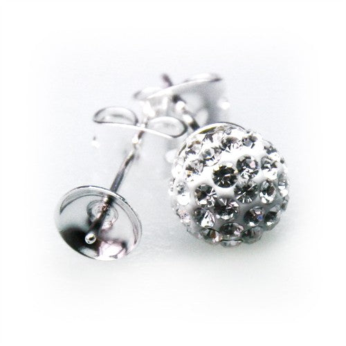 Kjøp Ørestift for perler for montering av 8 mm sølvmetall (2)