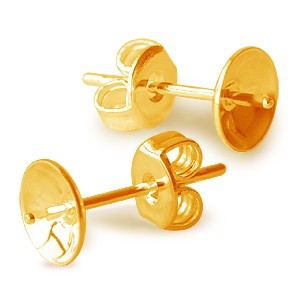 Kjøp Ørestift for perler for montering av 8 mm gullmetall (2)