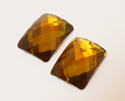 Kjøp x2 firkantede perler 18×25mm brune fasetterte - smykkeskaping