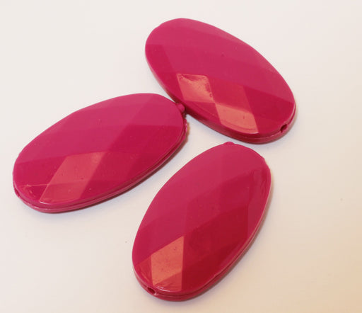 Kjøp x3 fasetterte fuchsia rosa perler 35x20x7mm - smykkeskaping