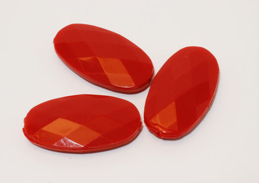 Kjøp x3 røde ovale fasetterte perler - smykkeskaping