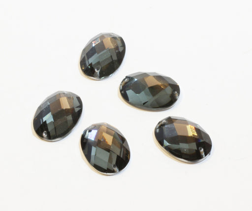 Kjøp x5 grå ovale fasetterte perler - smykkeskaping