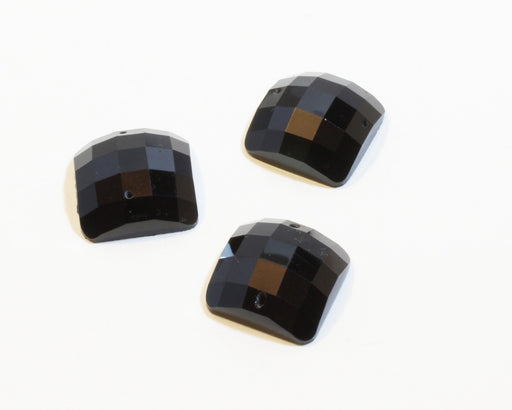 Kjøp x3 svarte firkantede fasetterte perler - smykkeskaping