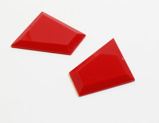 Kjøp x2 fasetterte røde geometriske perler - smykkeskaping