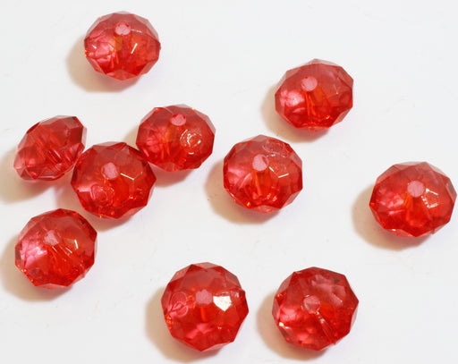 Kjøp Lott med 15 røde fasetterte rhinestone perler 3,5x1,2mm