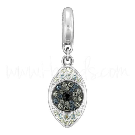 Kjøp krystall 86564 BeCharmed pavé øye sjarm 14 mm rhodium jet hematitt-svart diamant (1)