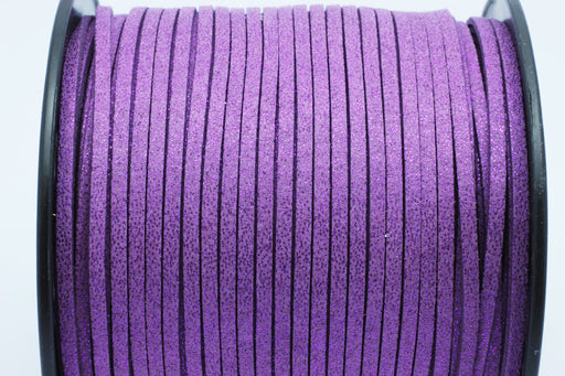 Kjøp skinnende lilla semsket skinn 3mm - ledning i metermål