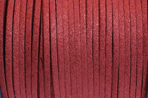 Kjøp skinnende rødt semsket skinn 3mm - ledning i metermål