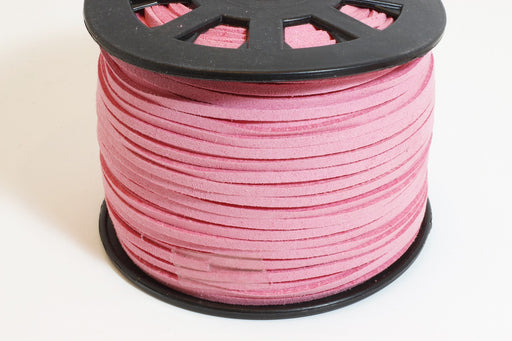 Kjøp rosa semsket skinn 3mm - snor i metervare