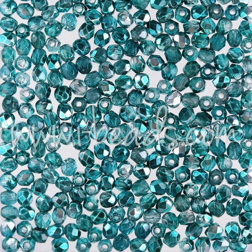 Kjøp Bohemske fasetterte perler speil blågrønn 2 mm (50)