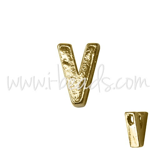 Kjøp Gylden bokstav V-perle 7x6 mm (1)