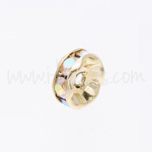 Kjøp AB krystall rhinestone rondell på gullfarget metall 6mm (2)
