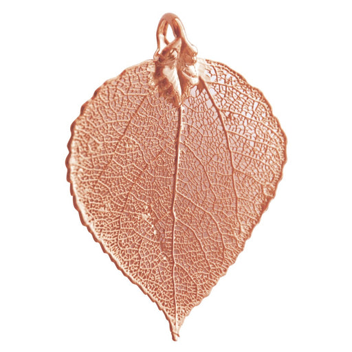 Kjøp Ekte osp blad anheng galvanisert rosa gull 50mm (1)