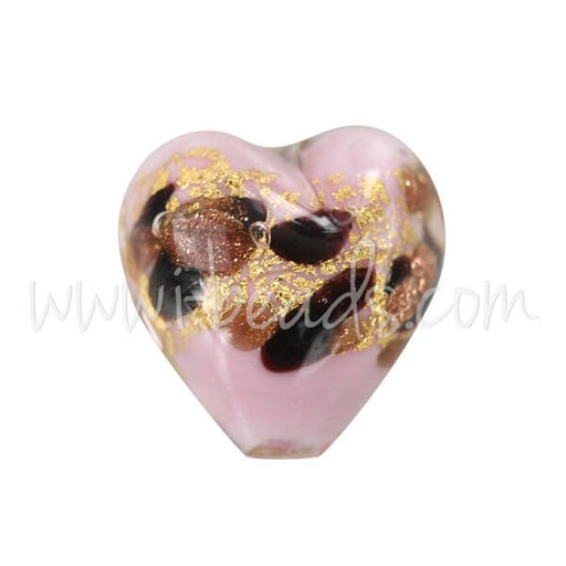 Kjøp Murano perle rosa leopardhjerte 10 mm (1)
