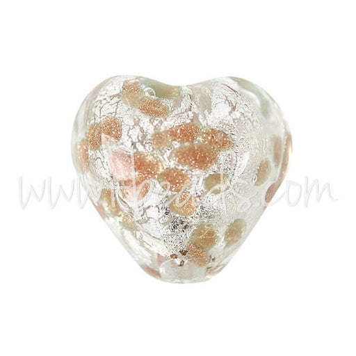 Kjøp Murano perle hjerte gull og sølv 10mm (1)