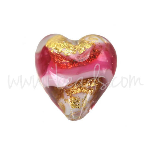 Kjøp Murano perle rosa og gull hjerte 10mm (1)