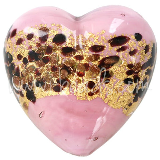 Kjøp Murano perle rosa leopardhjerte 35 mm (1)