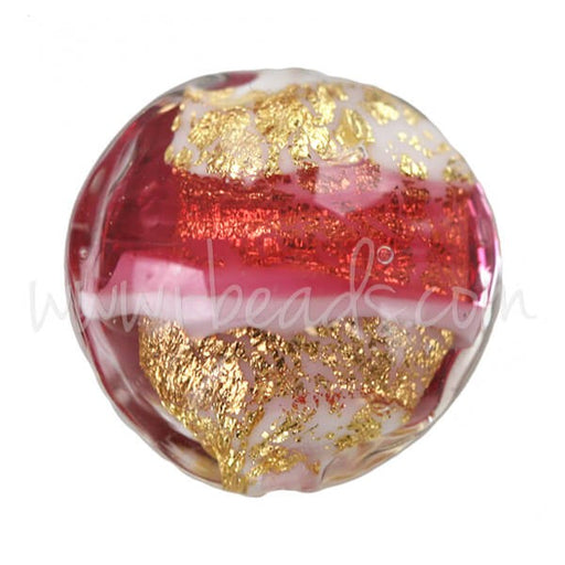 Kjøp Rosa og gull kuppel Murano perle 14mm (1)