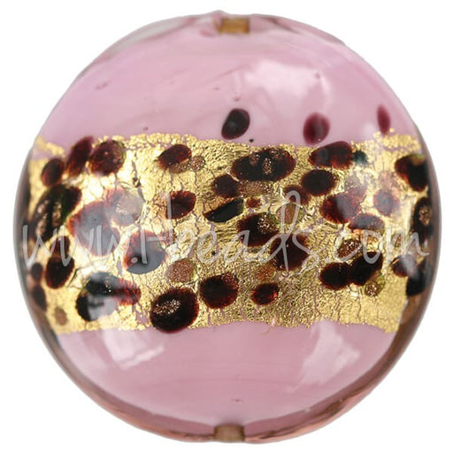 Kjøp Rosa leopardkuppel Murano-perle 30 mm (1)