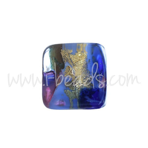Kjøp Murano perlekube flerfarget blå og gull 6 mm (1)