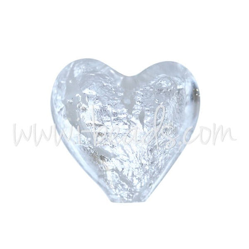 Kjøp Murano krystall og sølv hjerteperle 10 mm (1)