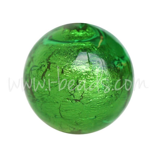 Kjøp Grønn og gull rund Murano perle 12mm (1)