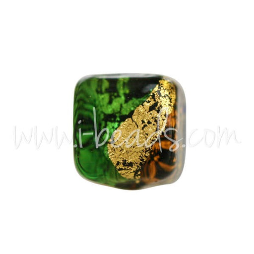 Kjøp Murano perle kube blanding flerfarget og gull 6mm (1)