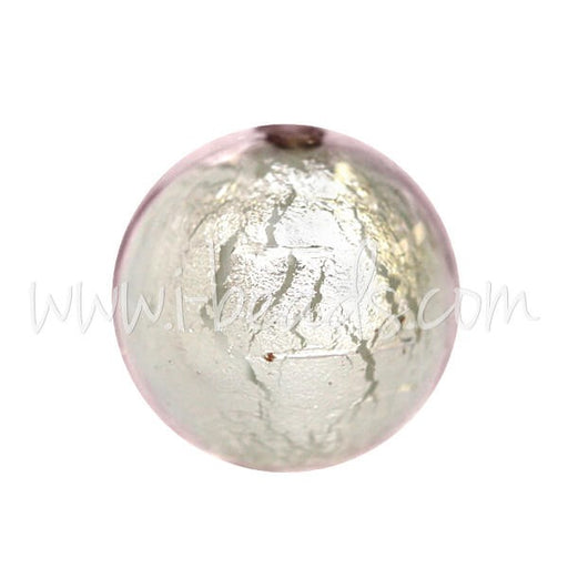 Kjøp Rund Murano perle lys rosa og sølv krystall 10mm (1)