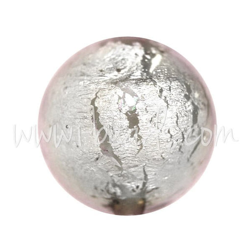 Kjøp Rund Murano perle lys rosa og sølv krystall 12mm (1)