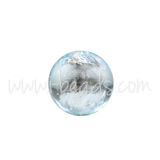 Kjøp Blå og sølv rund Murano perle 6 mm (1)