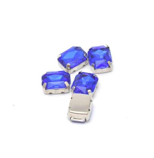 Kjøp 5 kongeblå rektangulære rhinstensperler 10x8x4,5 mm hull 1 mm for å sy eller lime - Akryl rhinestones