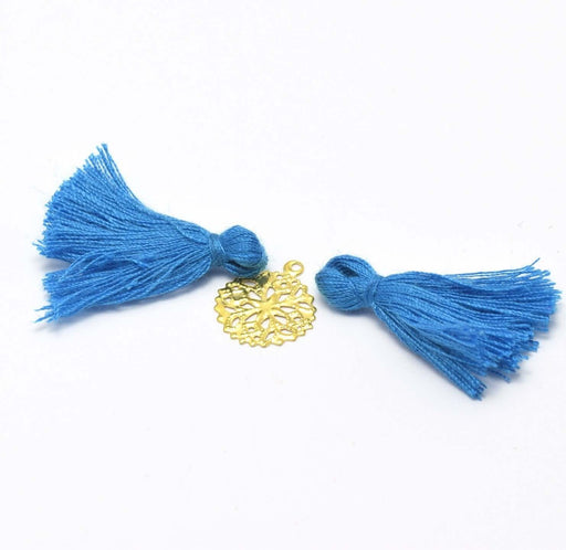 Kjøp 2 primære blå pomponger 2,5 -3 cm - for smykker, sying eller dekorasjon av vesker, puter,...